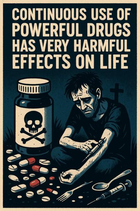 Continuous use of powerful drugs has very harmful effects on life.